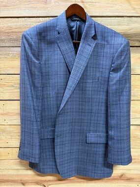 Jos. A. Bank Traditional Fit Blue Plaid Wool Men’s Sport Coat Blazer Jacket 50L